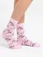 Угольный носки женские высокие с принтом