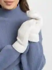 Белый варежки женские, зимние двухслойные теплые с начесом