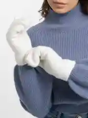 Белый варежки женские, зимние двухслойные теплые с начесом