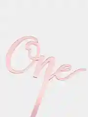 Розовый топпер на торт "One", на годик, акрил