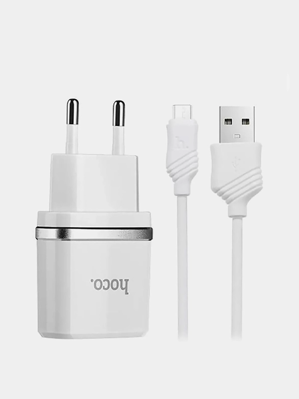 Сетевое зарядное устройство HOCO C12, с кабелем Micro USB для android, до 2.4A