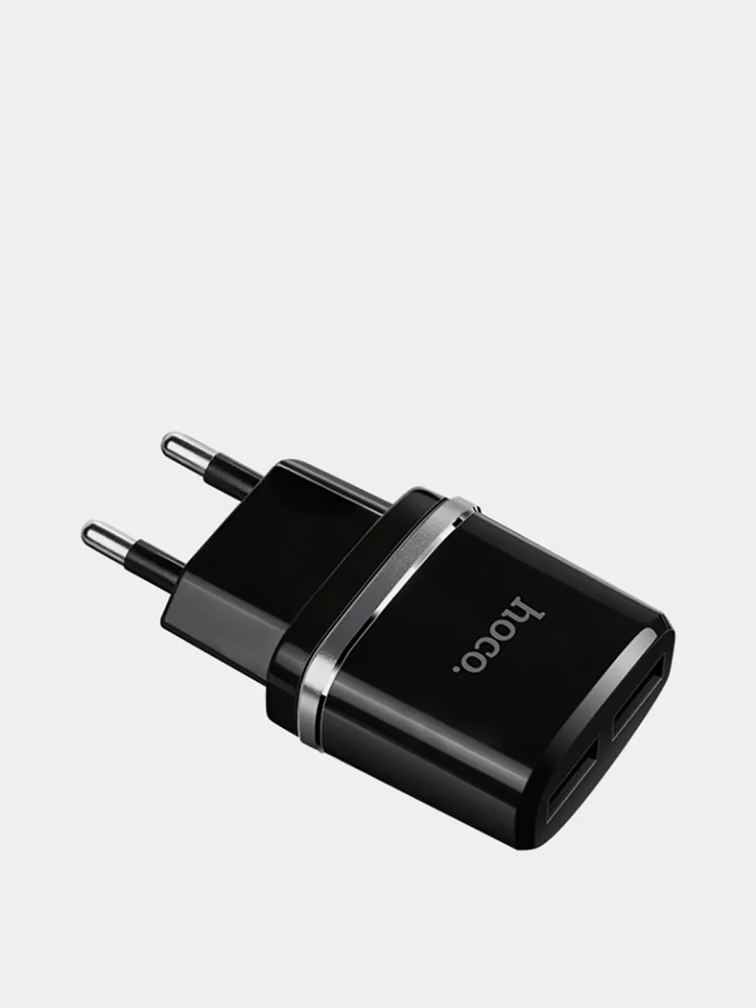 Черный сетевое зарядное устройство HOCO C12, с кабелем Micro USB для android, до 2.4A