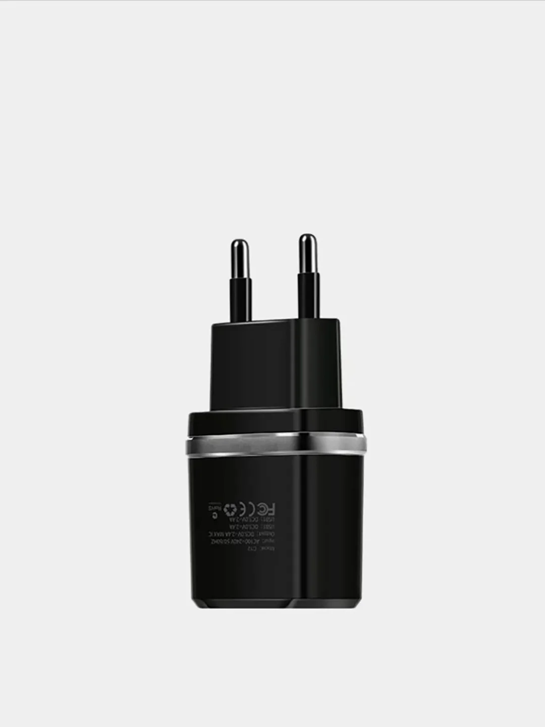 Черный сетевое зарядное устройство HOCO C12, с кабелем Micro USB для android, до 2.4A