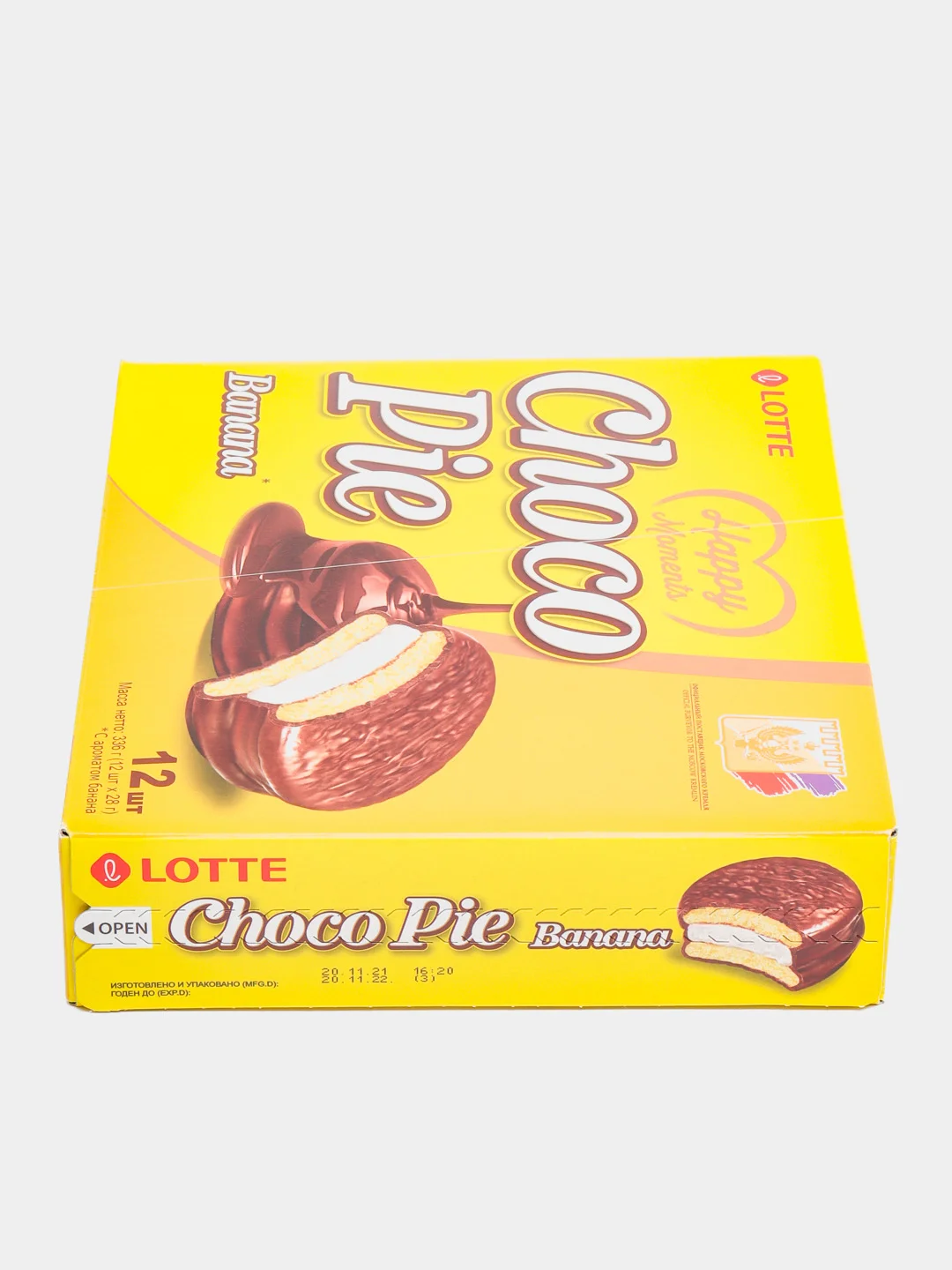 Печенье глазированное со вкусом банана CHOCO PIE LOTTE, 336 гр