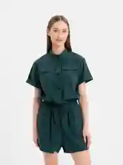 Зеленый комбинезон с шортами, женский