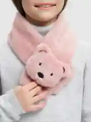 Кораллово-розовый шарф из искусственного меха, с игрушкой