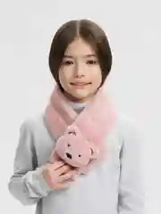 Кораллово-розовый шарф из искусственного меха, с игрушкой