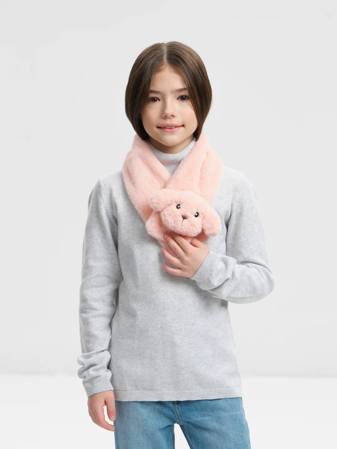 Коралловый шарф из искусственного меха, с игрушкой