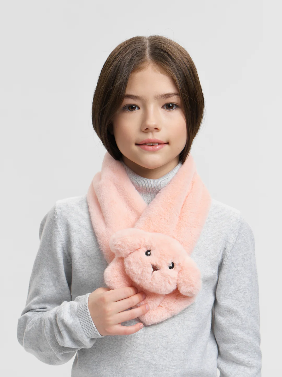 Коралловый шарф из искусственного меха, с игрушкой