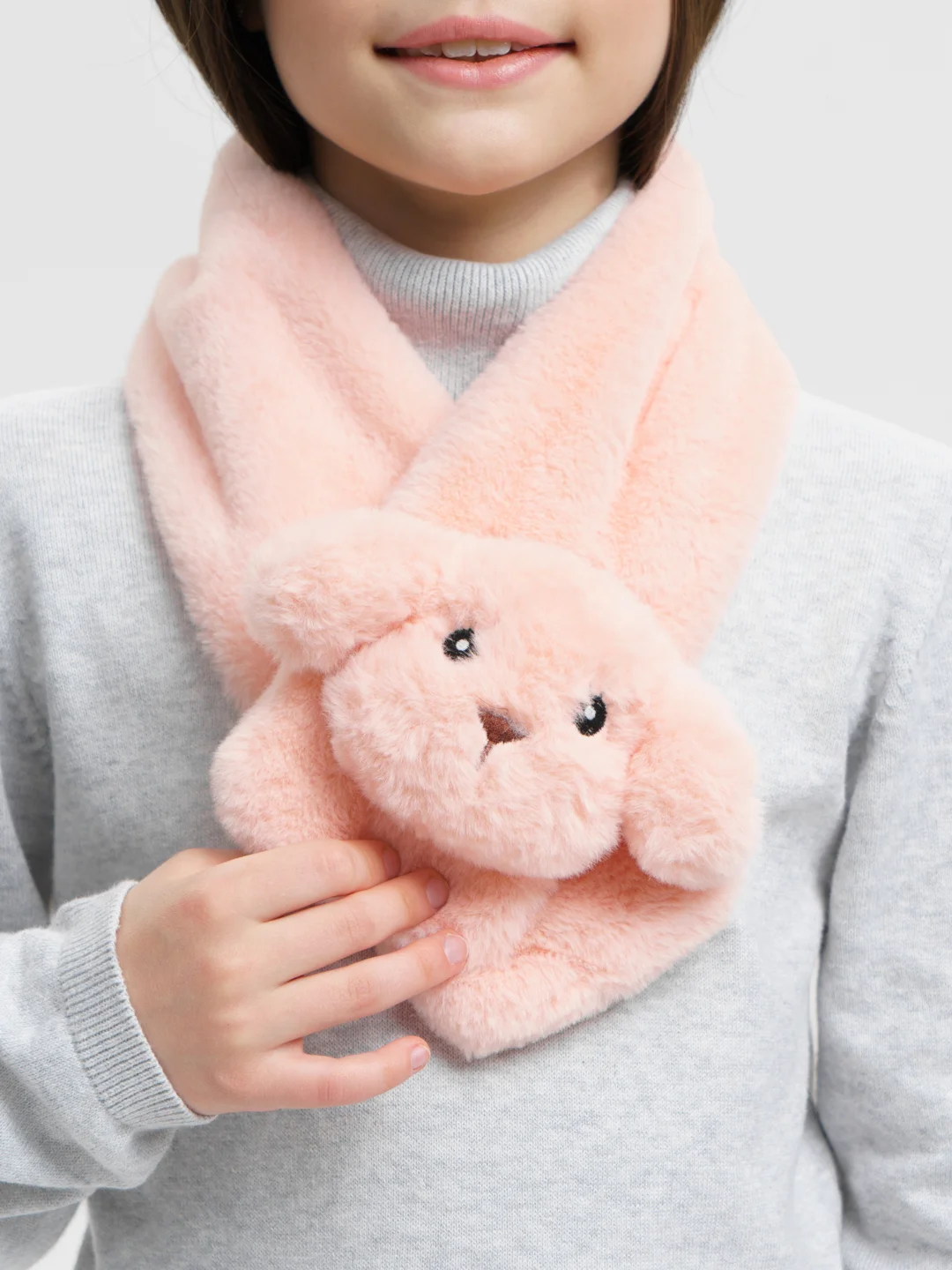 Коралловый шарф из искусственного меха, с игрушкой