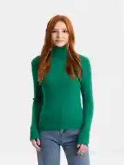 Зеленый водолазка женская, кашемировая