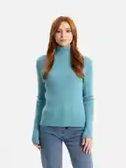 Бирюзовый водолазка женская, кашемировая