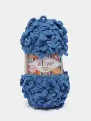 Синий пряжа Alize Puffy Fine, петельки маленькие, 100 г, 14 м