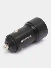 Черный автомобильное зарядное устройство Borofone BZ19 2.4A, для Lightning / Micro-USB / Type-C