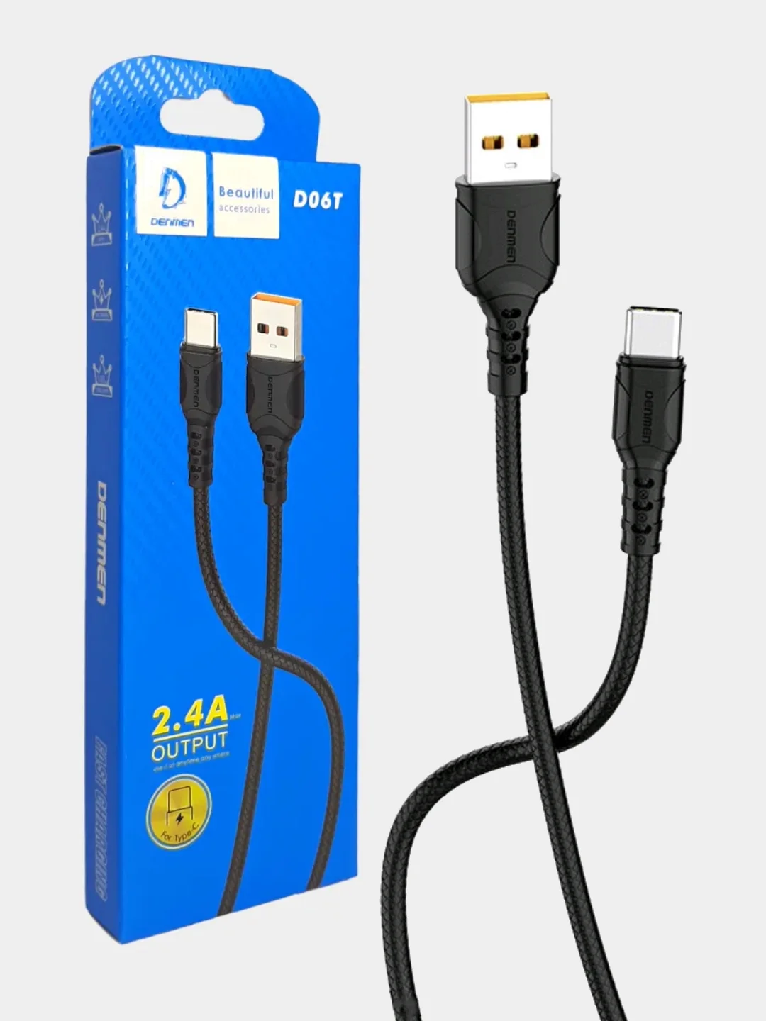 Черный кабель 2.4A Type-C, Lightning, Micro, Fast Charger (быстрая зарядка) USB-C (Лайтинг,Микро)