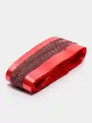 Красный подарочный бант шар "Комбо", с глиттером, ширина 4,5 см, диаметр 16 см