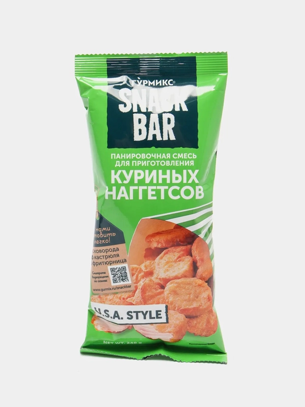 Смесь панировочная Гурмикс "Snack Bar", для приготовления куриных наггетсов, 240 г