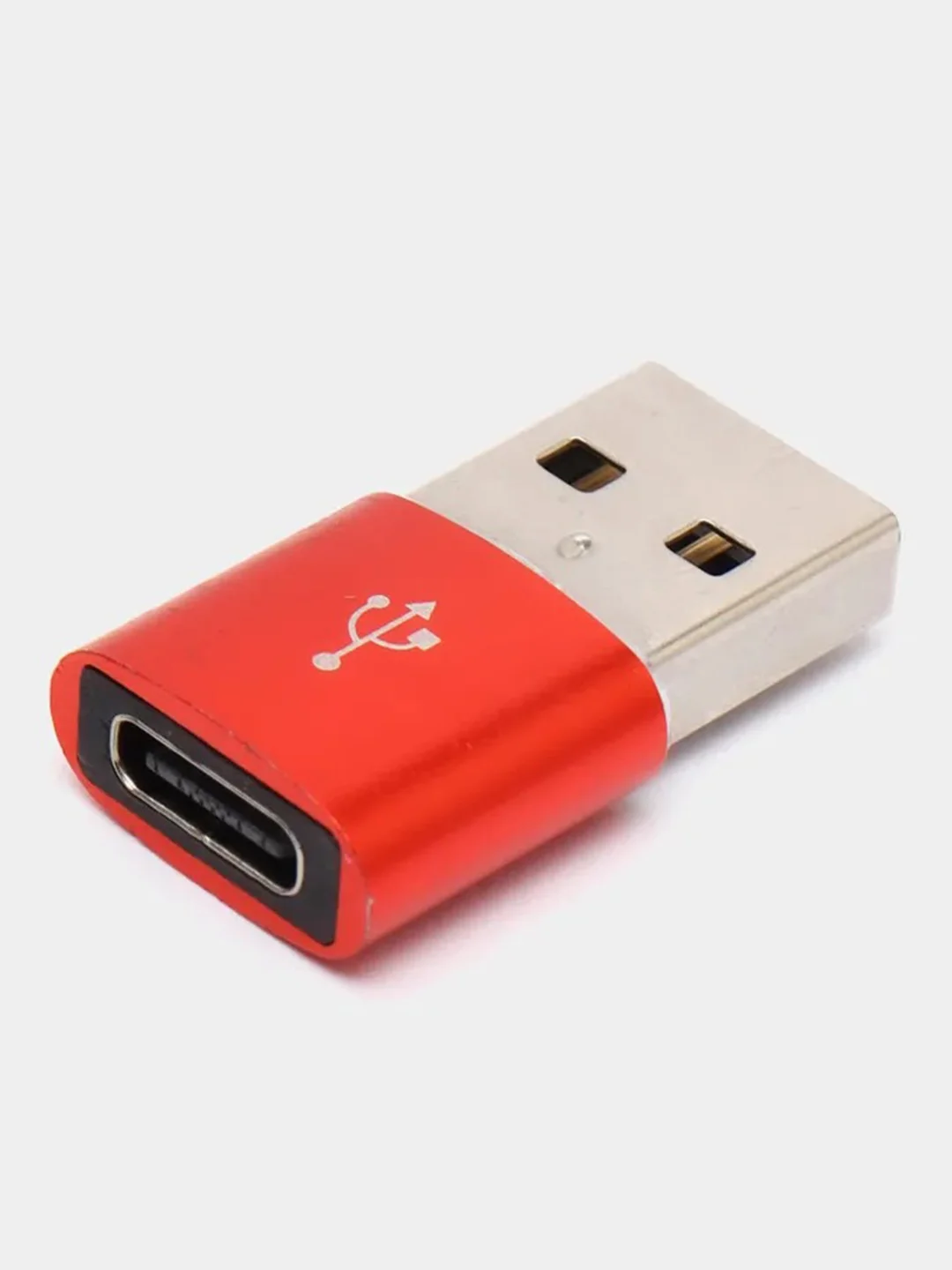 Красный адаптер, переходник USB Type-C на USB-A OTG для смартфона, планшета, мобильных устройств