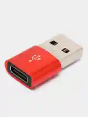 Красный адаптер, переходник USB Type-C на USB-A OTG для смартфона, планшета, мобильных устройств