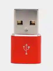 Красный адаптер, переходник USB Type-C на USB-A OTG для смартфона, планшета, мобильных устройств