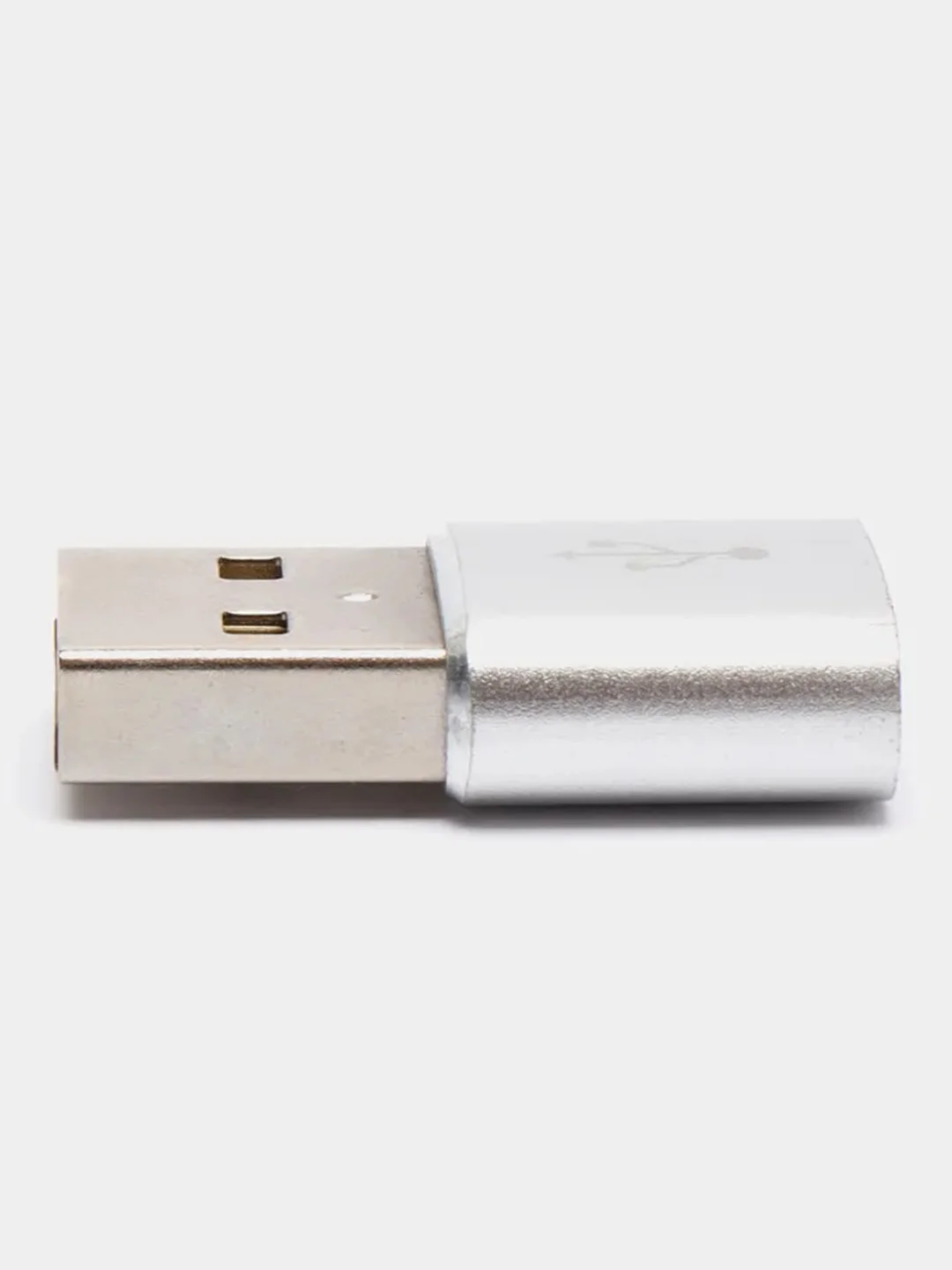 Серебряный адаптер, переходник USB Type-C на USB-A OTG для смартфона, планшета, мобильных устройств