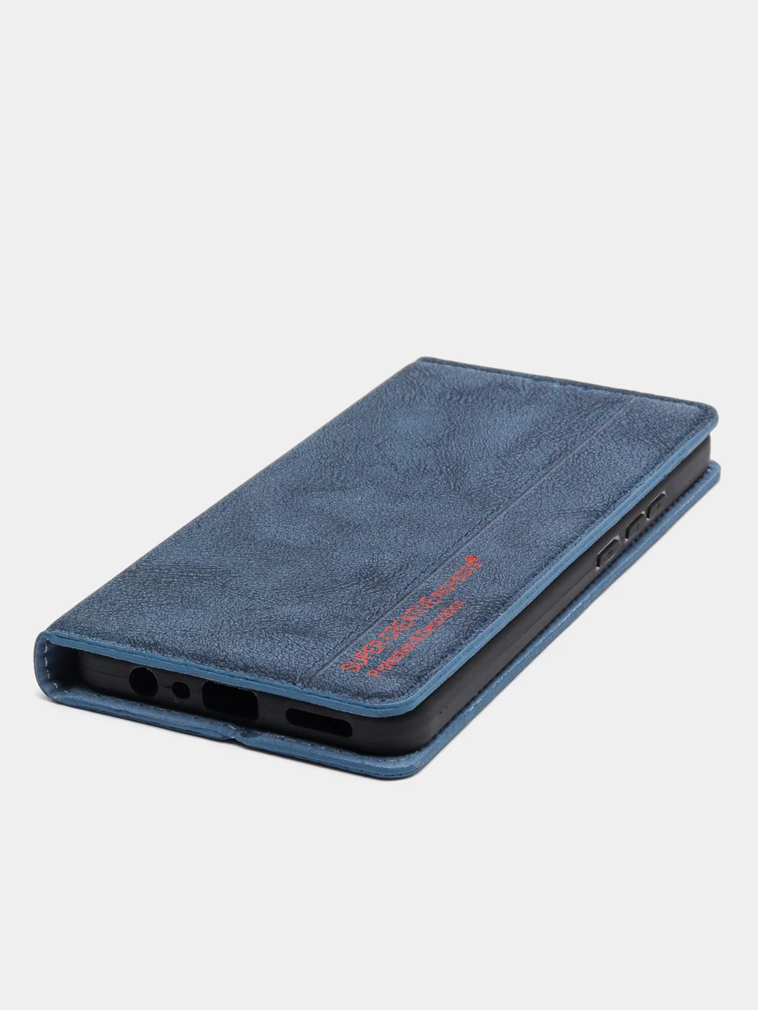 Синий чехол-книжка Rich Boss для Realme C30, экокожа, нубук, с визитницей