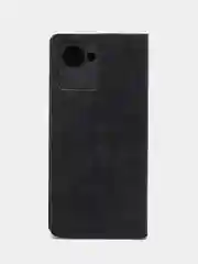 Черный чехол-книжка Rich Boss для Realme C30, экокожа, нубук, с визитницей
