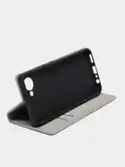 Серый чехол-книжка Rich Boss для Realme C30, экокожа, нубук, с визитницей