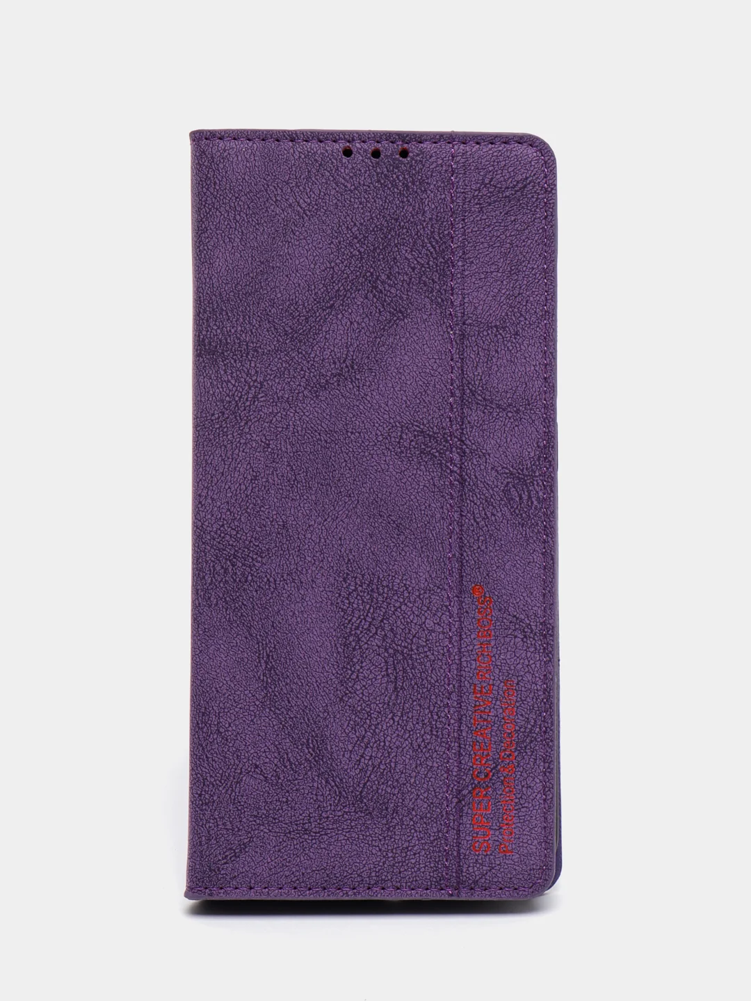 Фиолетовый чехол-книжка Rich Boss для Realme C30, экокожа, нубук, с визитницей