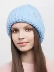Серый меланж вязаная женская объемная шапка ВАРШАВА, зимняя бини