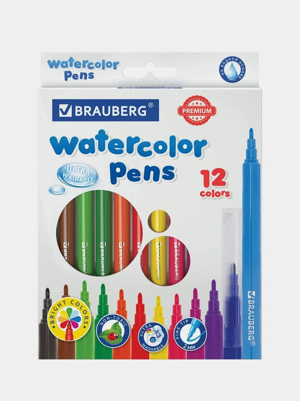Фломастеры BRAUBERG PREMIUM, 12 цветов