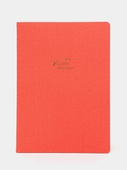 Тетрадь A5 48 л, клетка, экокожа под лён, коралловый, BRAUBERG PASTEL, 403870
