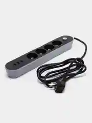 Черный сетевой фильтр удлинитель с USB разъемами
