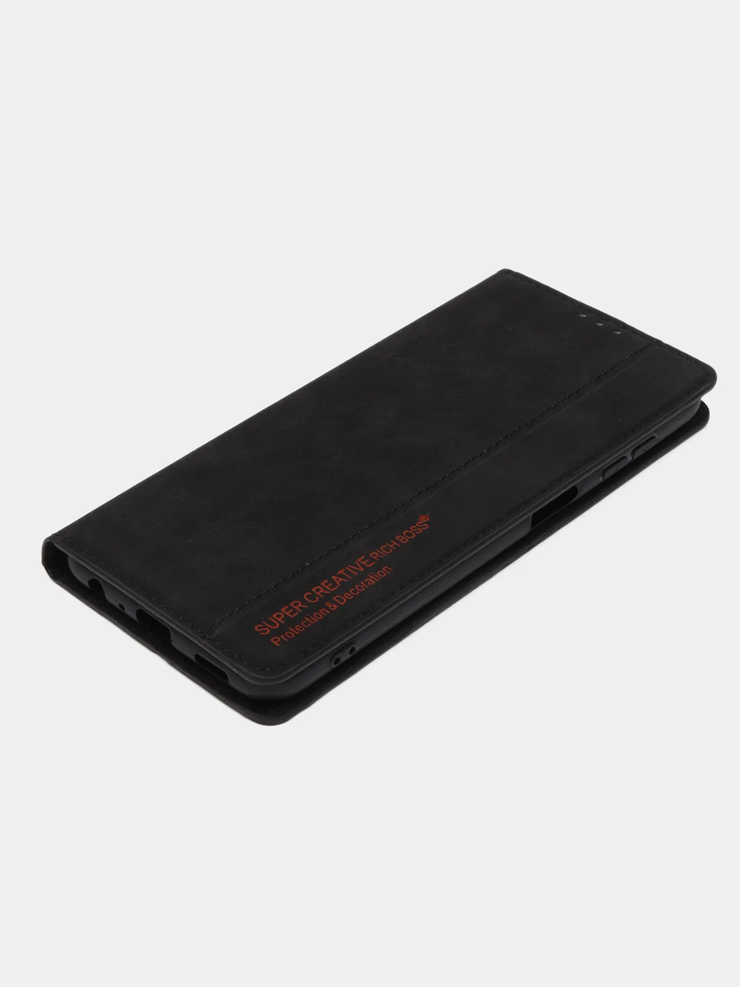 Черный чехол книжка Rich Boss для Samsung A13, экокожа, нубук, с визитницей