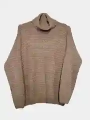 Песочный хаки женский свитер с горлом, микровельвет