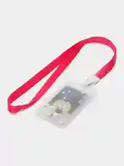 Фуксия бейдж с лентой для пропуска, прозрачный