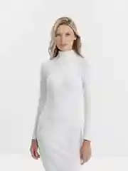 Белый платье с высоким горлом