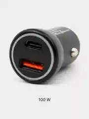Черный автомобильное зарядное устройство в прикуриватель 100W с Type-C, USB с быстрой зарядкой