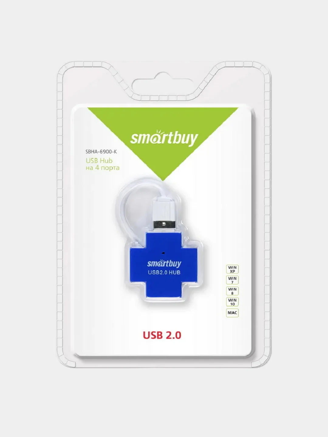Белый xaб Smartbuy 6900 USB 2.0, на 4 порта