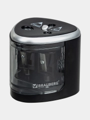 Точилка электрическая BRAUBERG DUAL (для 2 диаметров карандашей!), 4 батарейки АА, черная