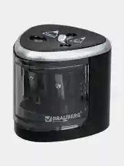 Точилка электрическая BRAUBERG DUAL (для 2 диаметров карандашей!), 4 батарейки АА, черная