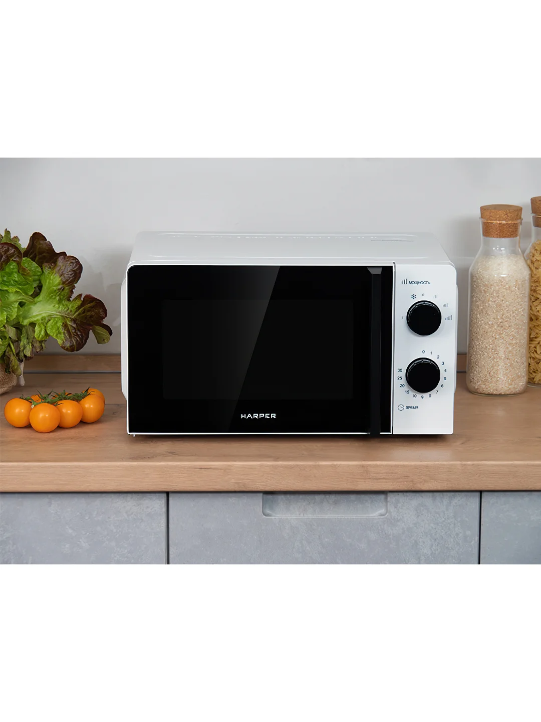 Белый микроволновая печь Harper HMW-20SM01, 700 Вт, 20 л, 6 режимов мощности