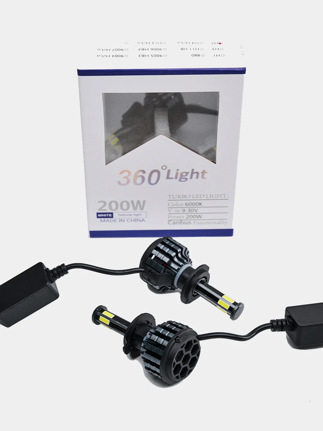 Светодиодные лампы LED H1, H3,H7, H11/H8/H9, 9006/НВ4, 360 град., 6000K, 50W, 9-30V, IP67