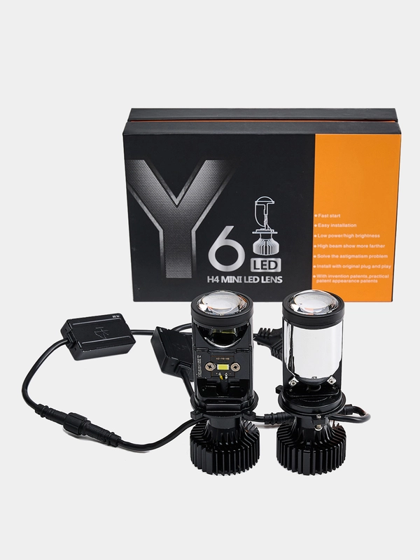 Светодиодные лампы H4 MINI LED LENS Y6D, 6000К, 12W, 9-36V, IP65