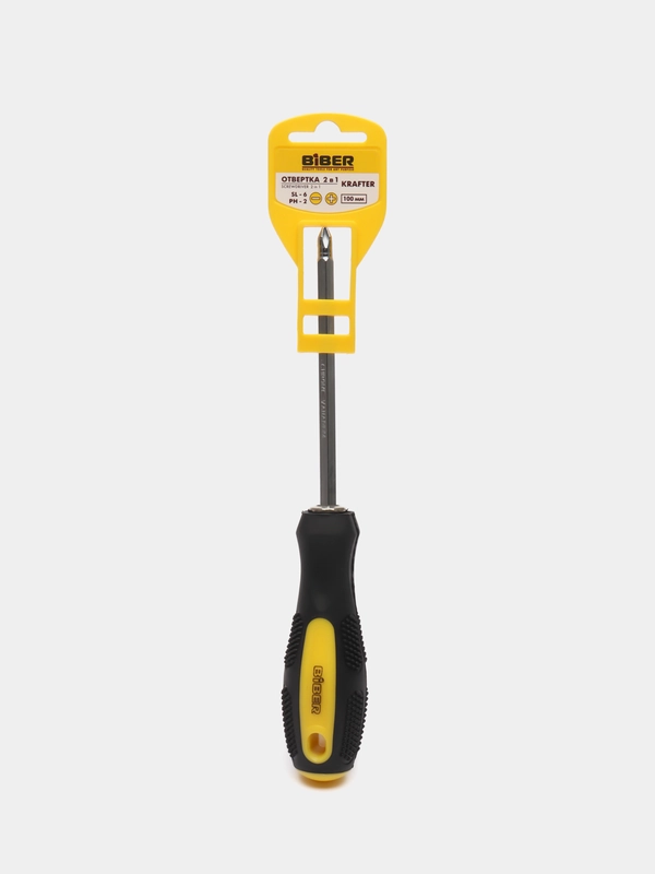 Отвертка двухсторонняя 2 в 1 CrV Biber 86028, крафтер 100 мм