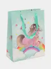 Бирюзовый пакет бум. 18*23*8см  Лошадки