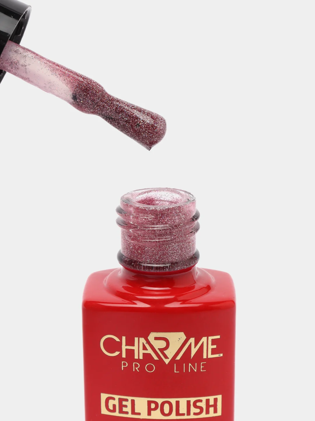 Вишнёвый гель лак для ногтей с блестками CHARME "Cocktail Bar",10 мл