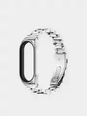 Серебряный металлический ремешок для Xiaomi Mi Band 3 / 4 / 5 / 6