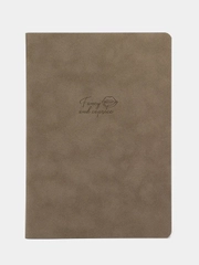Тетрадь B5 60л, сшивка, без линовки, кожзам под замшу, серый, BRAUBERG CAPRISE, 403865