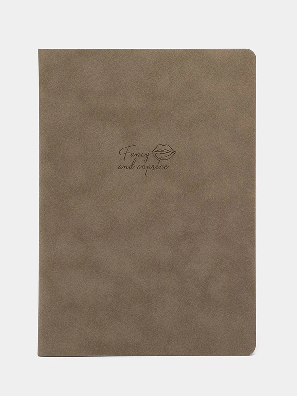 Тетрадь B5 60л, сшивка, без линовки, кожзам под замшу, серый, BRAUBERG CAPRISE, 403865